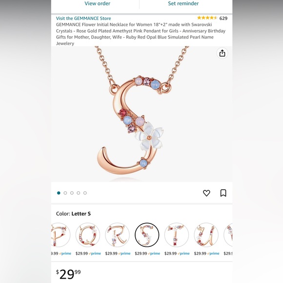Jewelry - Brand new still in packaging “S” floral letter necklace gold